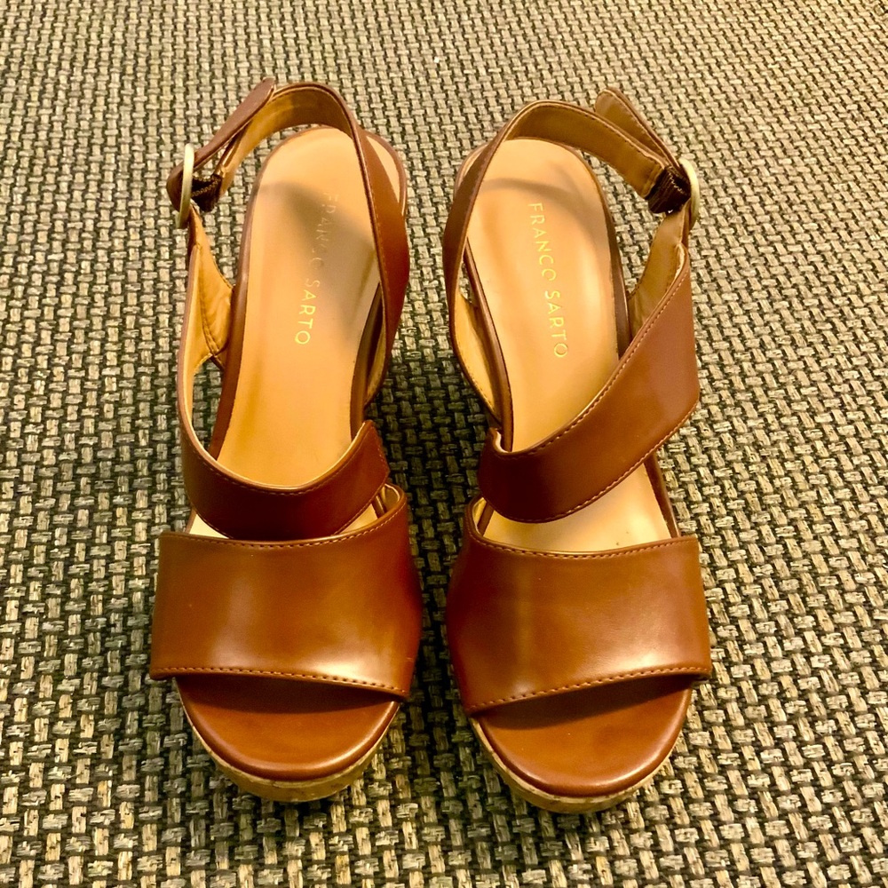 Franco Sarto Wedge Sandal Brown Leather